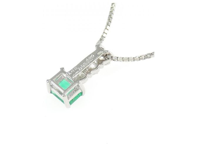 Autre Marque Pt900 Pt850 Smaragd Diamant Halskette - Ansicht 4