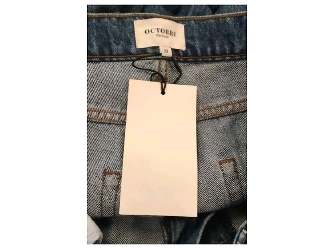 Autre Marque OCTOBRE Blaue Baumwolljeans mit hoher Taille gerader Schnitt 31 - Ansicht 5