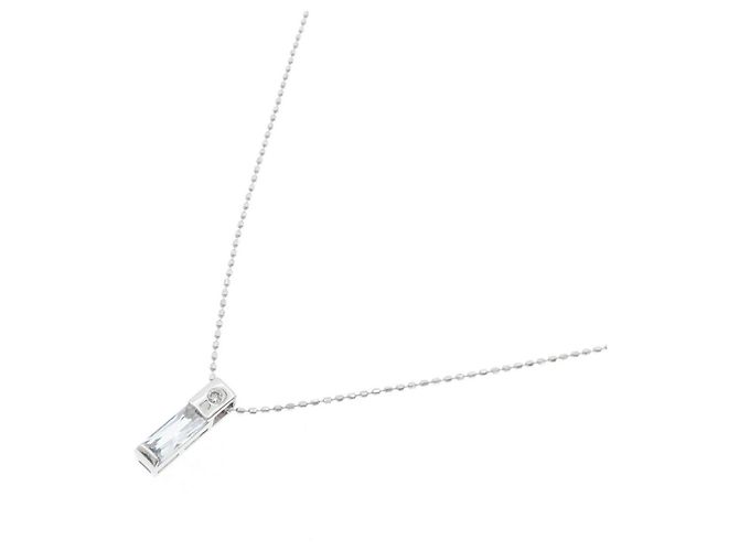 Autre Marque Collana in oro bianco Au750 con acquamarina e diamante - vista 2