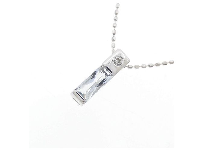 Autre Marque Collana in oro bianco Au750 con acquamarina e diamante - vista 3