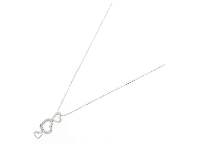 Autre Marque Collana Cuore in Oro Bianco K10 e Diamanti - vista 2