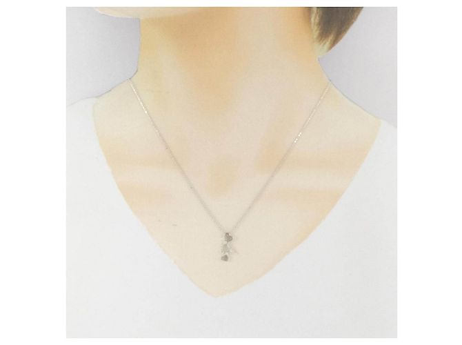 Autre Marque Collana Cuore in Oro Bianco K10 e Diamanti - vista 6
