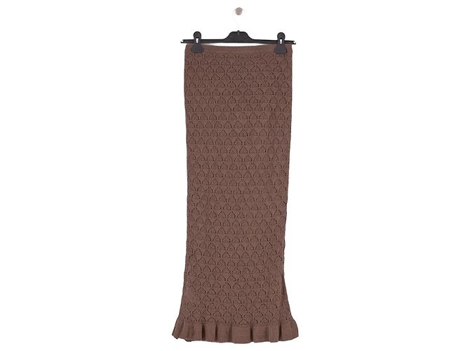 Falda larga marrón Rouje de viscosa - vista 2
