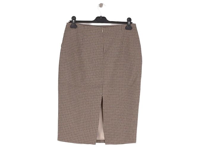 Autre Marque Gonna midi a quadri beige e marrone MESHKI - vista 2
