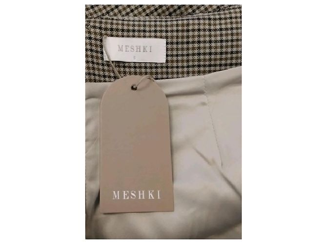 Autre Marque Gonna midi a quadri beige e marrone MESHKI - vista 5
