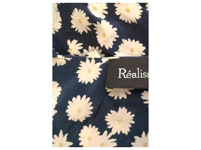 Autre Marque Top de seda azul con estampado floral y cuello con volantes - vista 7