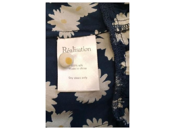 Autre Marque Top de seda azul con estampado floral y cuello con volantes - vista 8