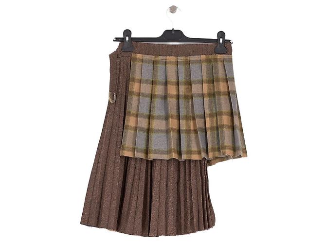 Autre Marque Falda midi plisada marrón ANDERSSON BELL con inserto tartan - vista 2