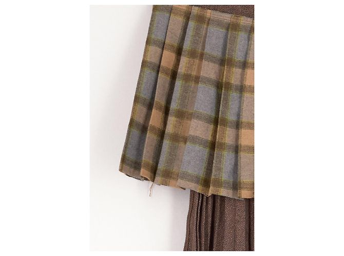 Autre Marque Falda midi plisada marrón ANDERSSON BELL con inserto tartan - vista 4