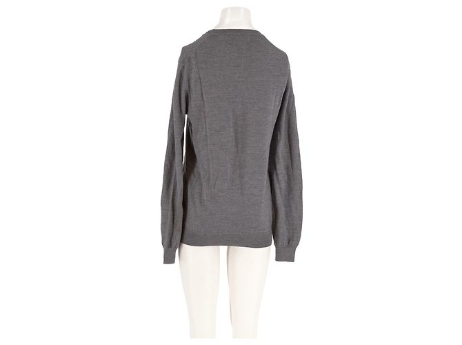 Markus Lupfer Grauer Wollpullover mit Pailletten Hai Design - Ansicht 2