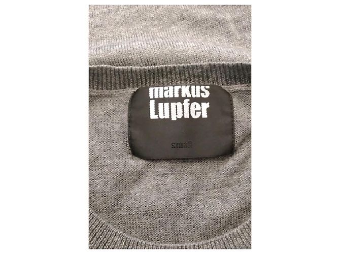 Markus Lupfer Grauer Wollpullover mit Pailletten Hai Design - Ansicht 7