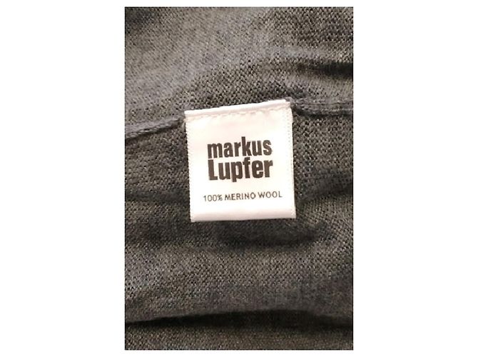 Markus Lupfer Grauer Wollpullover mit Pailletten Hai Design - Ansicht 8