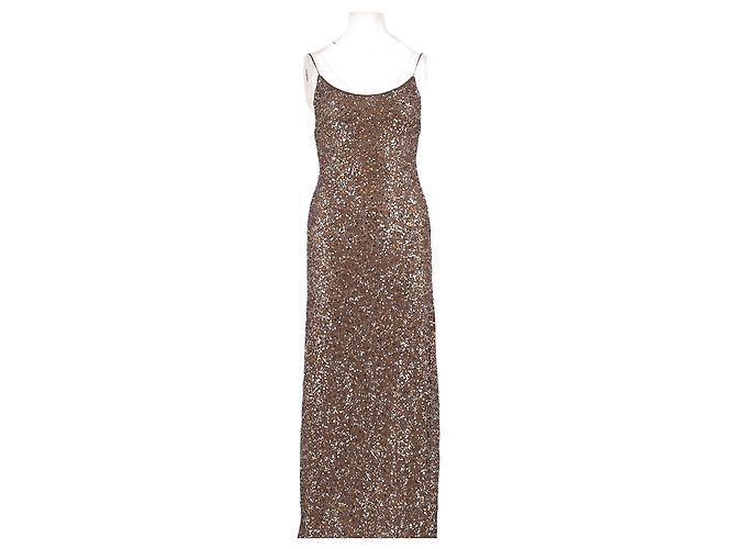 Autre Marque Vestido maxi OSÉREE marrón con lentejuelas - vista 2