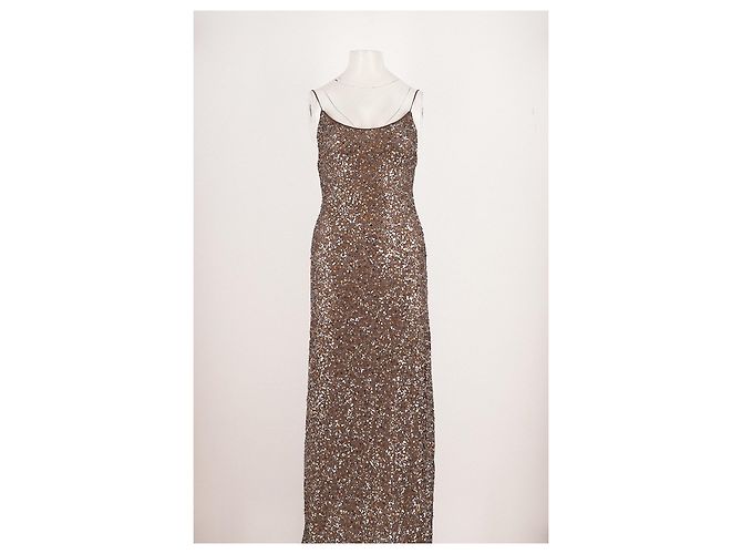 Autre Marque Vestido maxi OSÉREE marrón con lentejuelas - vista 3