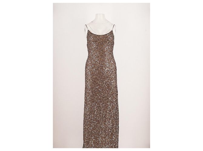 Autre Marque Vestido maxi OSÉREE marrón con lentejuelas - vista 4