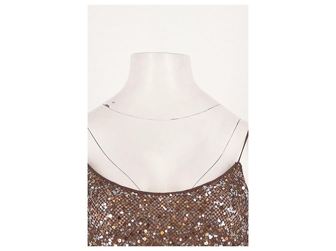 Autre Marque Vestido maxi OSÉREE marrón con lentejuelas - vista 5