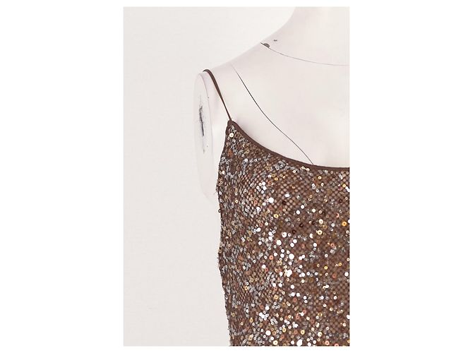 Autre Marque Vestido maxi OSÉREE marrón con lentejuelas - vista 6