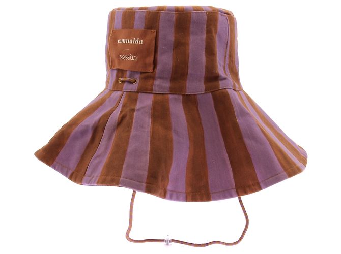 Autre Marque Cappello bucket a righe viola e marrone - vista 2