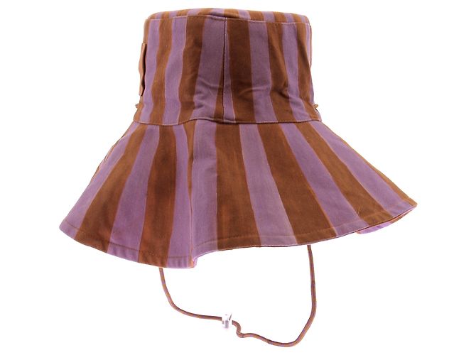 Autre Marque Cappello bucket a righe viola e marrone - vista 4