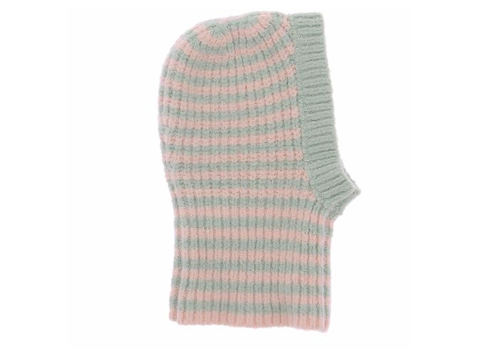 Autre Marque Balaclava de alpaca com riscas rosa e verde - vista 2
