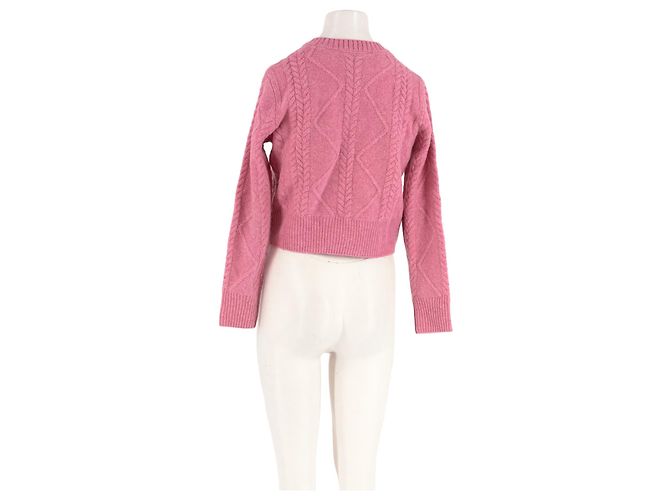Autre Marque Pull en laine rose à maille torsadée SOPHIE AND LUCIE - vue 2