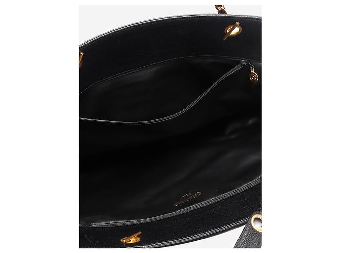 Chanel Vintage 1996 Coco Mark Caviar Chain Tote Bag in Schwarz - Ansicht 7