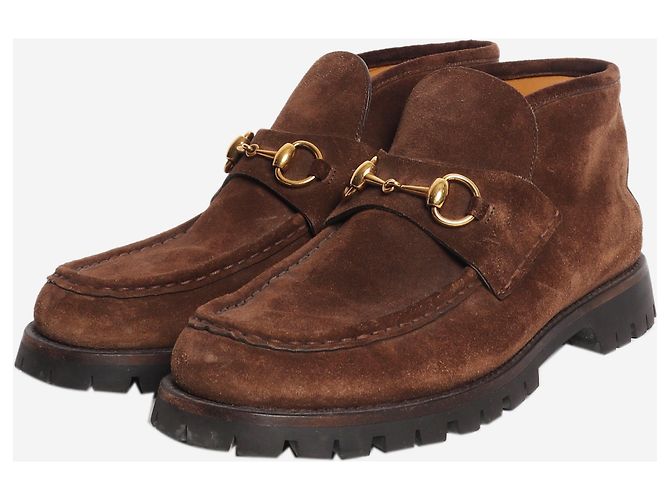 Gucci Braune Wildleder- Stiefeletten mit Horsebit - Größe EU 40 (UK 7) - Ansicht 2
