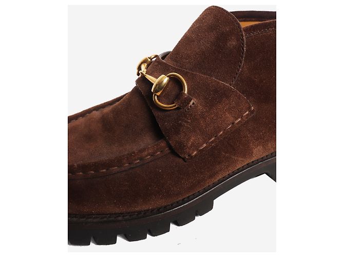 Gucci Braune Wildleder- Stiefeletten mit Horsebit - Größe EU 40 (UK 7) - Ansicht 4