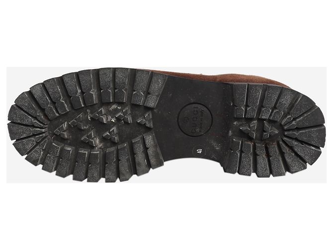 Gucci Braune Wildleder- Stiefeletten mit Horsebit - Größe EU 40 (UK 7) - Ansicht 6
