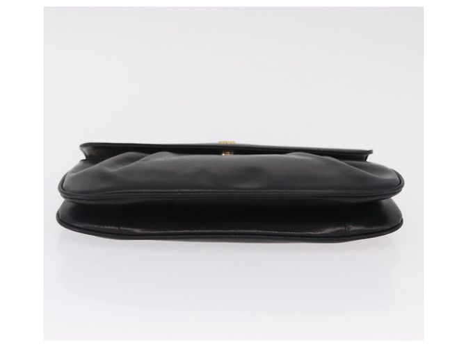 Christian Dior Chain Shoulder Bag Leather Black Gold Tone - vista 10
