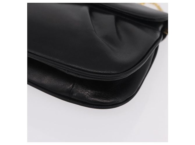 Christian Dior Chain Shoulder Bag Leather Black Gold Tone - vista 12