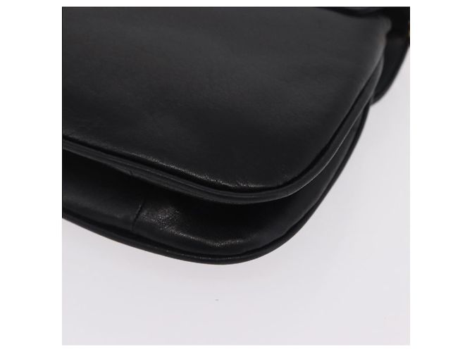 Christian Dior Chain Shoulder Bag Leather Black Gold Tone - vista 14