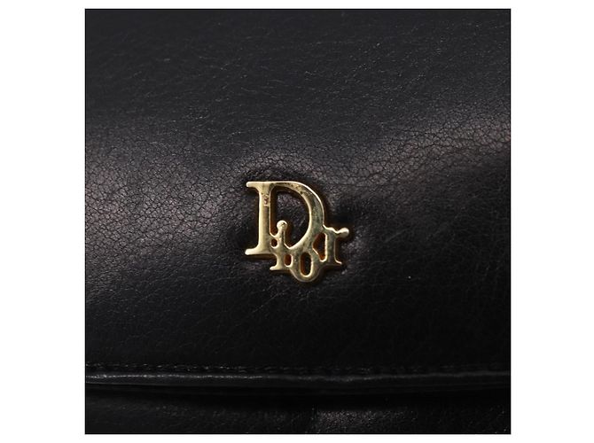 Christian Dior Chain Shoulder Bag Leather Black Gold Tone - vista 15