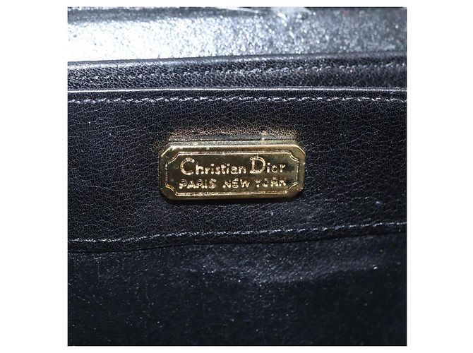 Christian Dior Chain Shoulder Bag Leather Black Gold Tone - vista 18