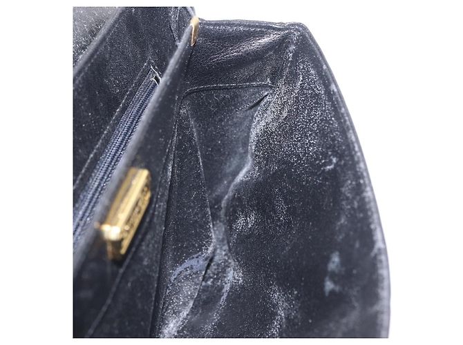 Christian Dior Chain Shoulder Bag Leather Black Gold Tone - vista 20