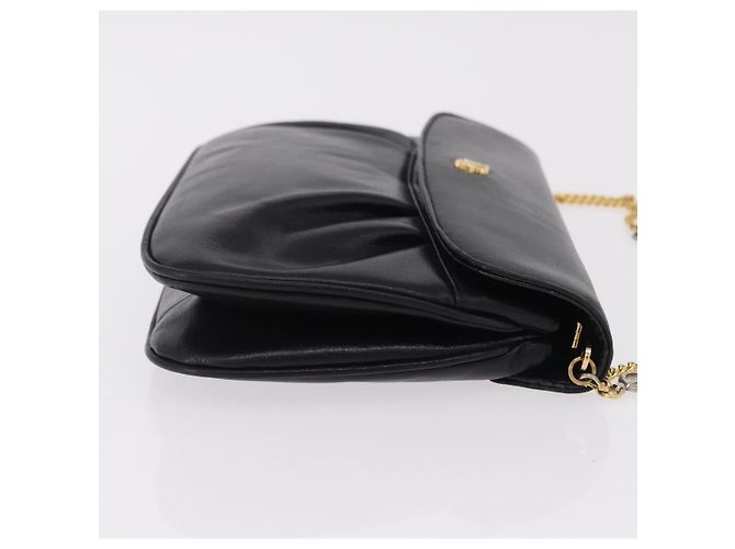 Christian Dior Chain Shoulder Bag Leather Black Gold Tone - vista 5