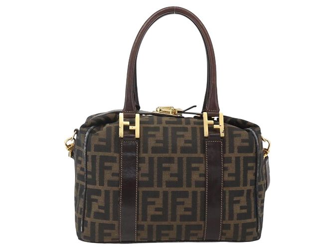 FENDI Zucca Canvas Handtasche 2way Schwarz Braun gold - Ansicht 13