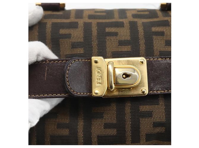 FENDI Zucca Canvas Handtasche 2way Schwarz Braun gold - Ansicht 19
