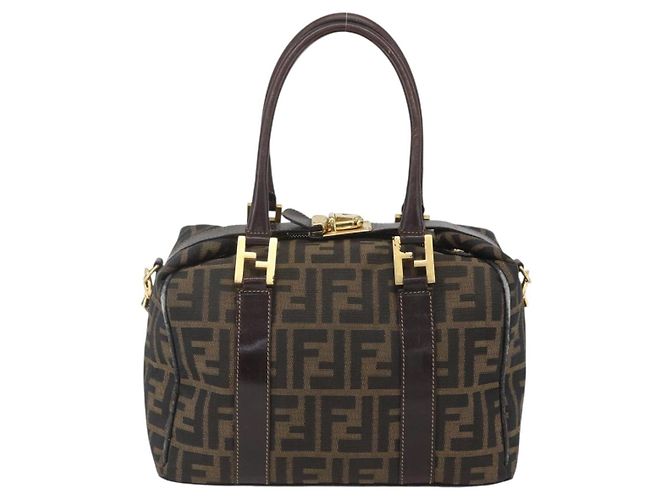 FENDI Zucca Canvas Handtasche 2way Schwarz Braun gold - Ansicht 2