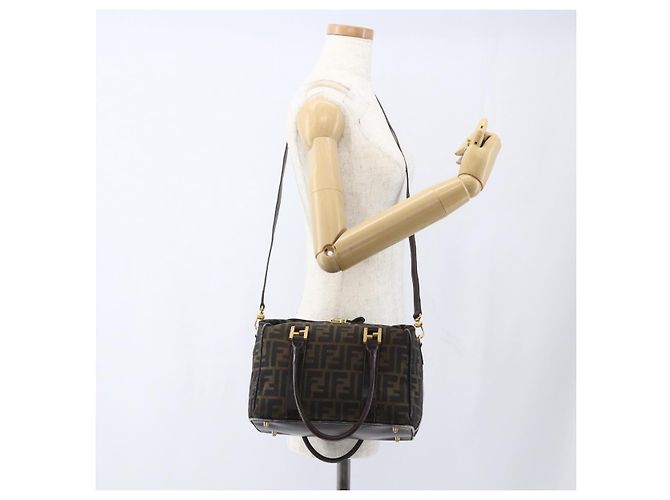 FENDI Zucca Canvas Handtasche 2way Schwarz Braun gold - Ansicht 27