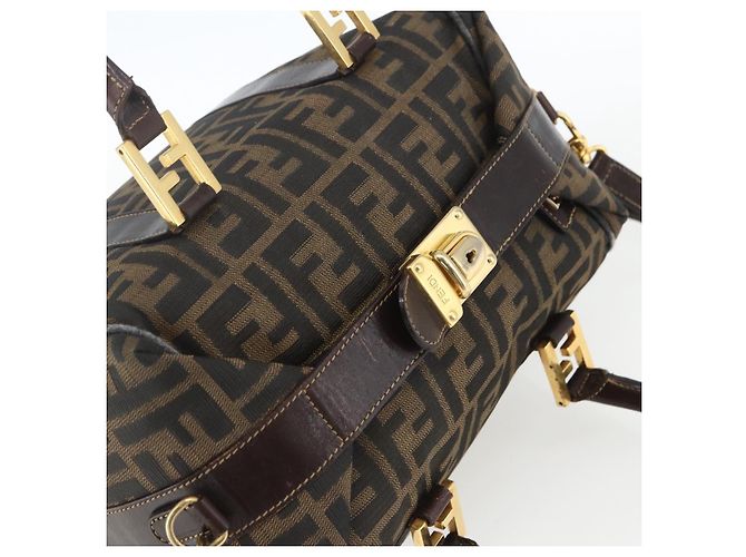 FENDI Zucca Canvas Handtasche 2way Schwarz Braun gold - Ansicht 6