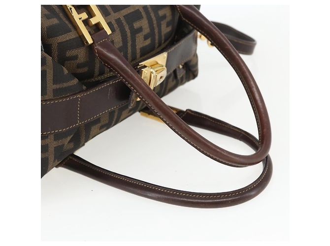 FENDI Zucca Canvas Handtasche 2way Schwarz Braun gold - Ansicht 7