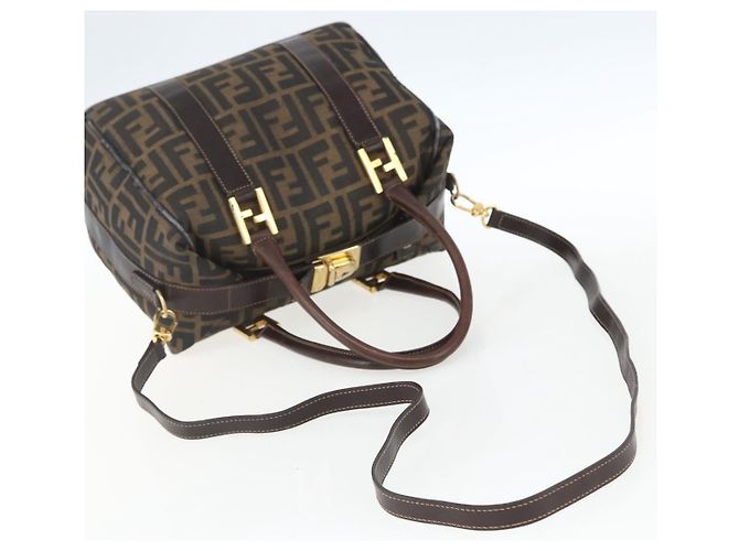 FENDI Zucca Canvas Handtasche 2way Schwarz Braun gold - Ansicht 9