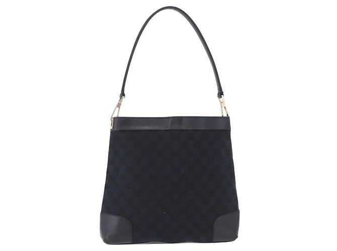 GUCCI GG Canvas Shoulder Bag Black Gold Tone 33900 - vista 13