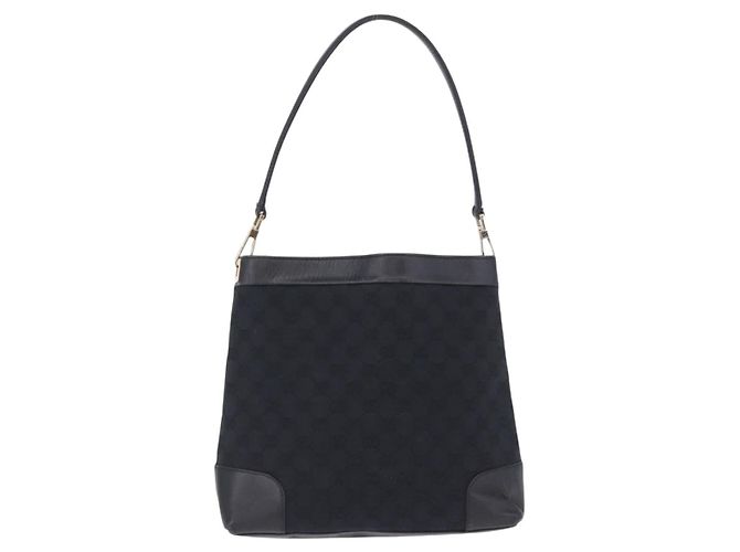 GUCCI GG Canvas Shoulder Bag Black Gold Tone 33900 - vista 2