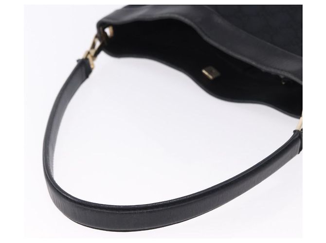 GUCCI GG Canvas Shoulder Bag Black Gold Tone 33900 - vista 7