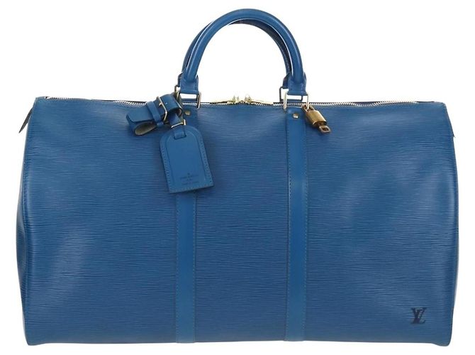 LOUIS VUITTON Epi Keepall 50 Boston Bag Blue M42965 LV - Ansicht 13