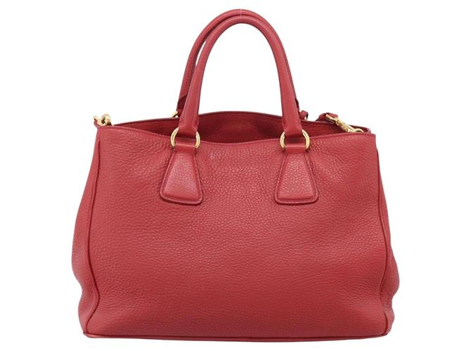 PRADA Hand Bag Leather 2way Red Gold - vista 2