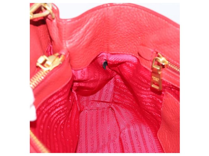 PRADA Hand Bag Leather 2way Red Gold - vista 22