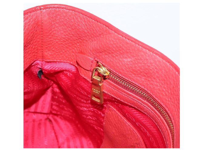 PRADA Hand Bag Leather 2way Red Gold - vista 23